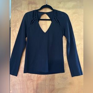 Marlies Dekkers long sleeved v neck, strappy look top, black, size L